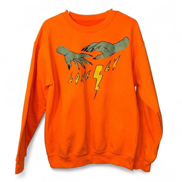 LONELY GHOST Tops - LONELY GHOST Orange Graphic Sweatshirt